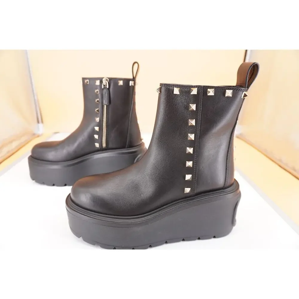 Valentino Uniqueform VLOGO Platform Chelssea Boot SZ 35 Rockstud $1190 NIB